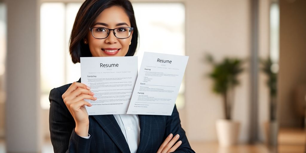 Well-dressed person holding a resume.