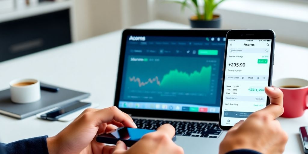 Investor using Acorns app for options trading.