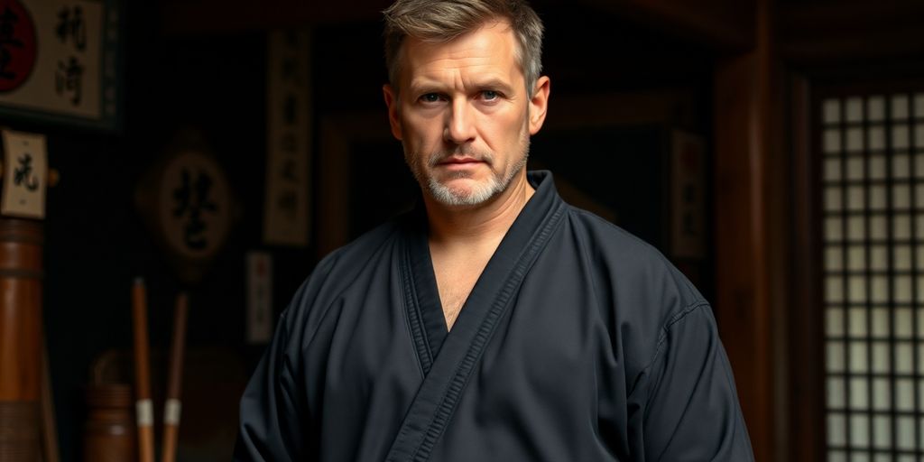 Martin Kove stands in his dojo.