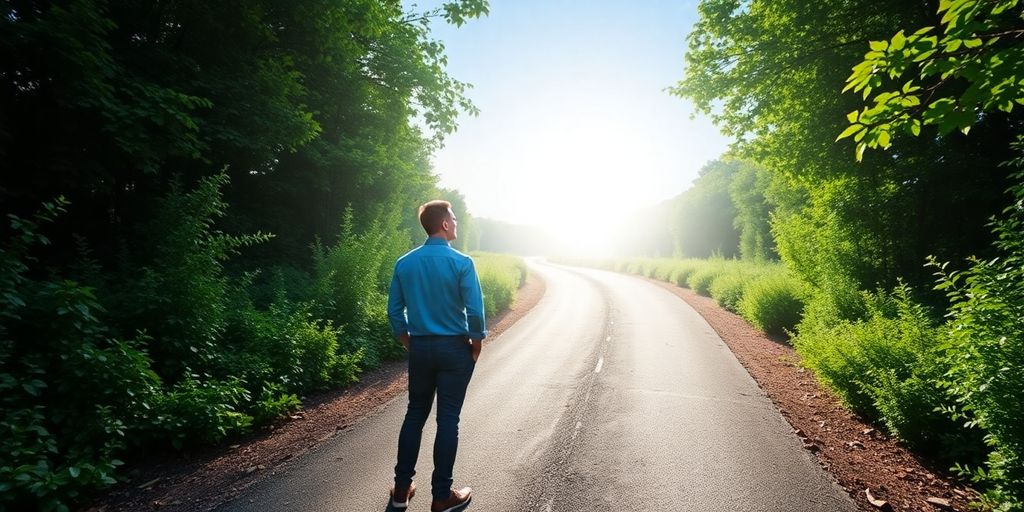 Person looking at a bright, open path leading to diverse career options.