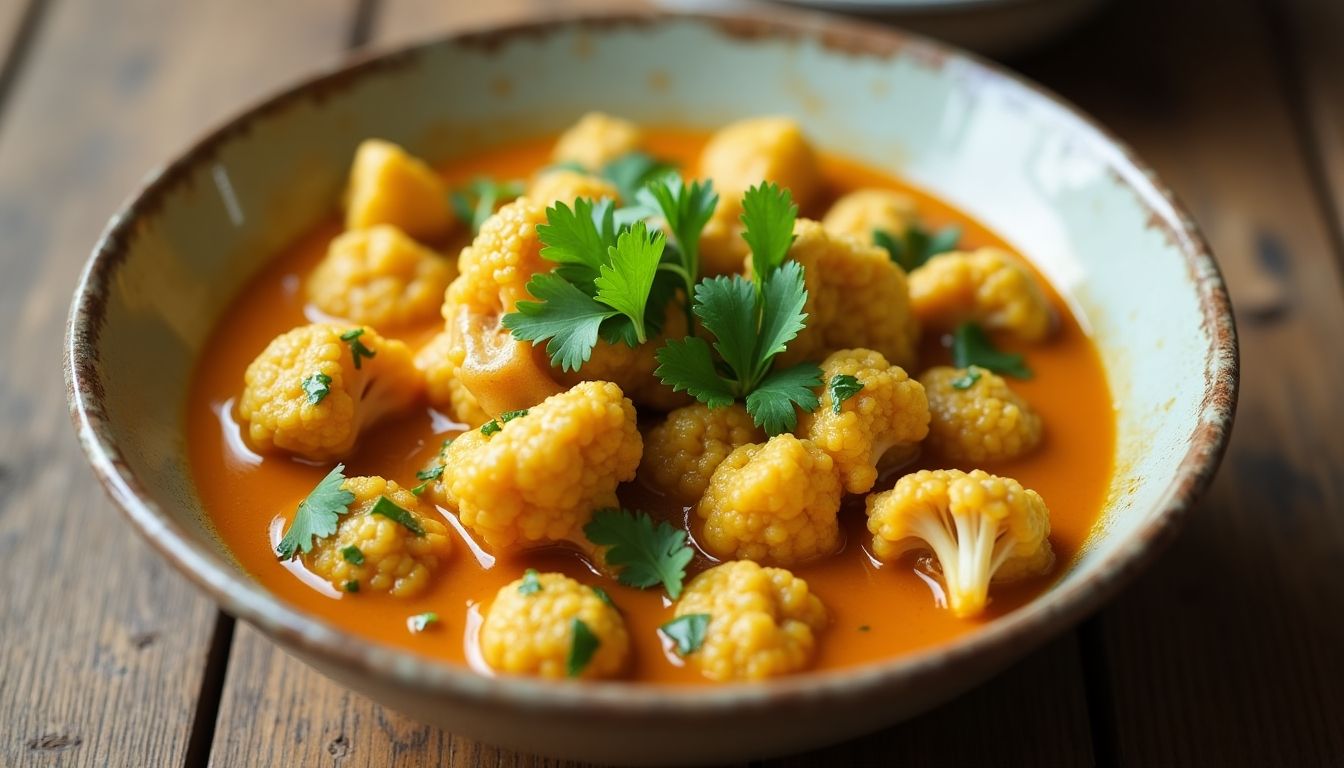 Delicious Chicken Cauliflower Curry in a bowl.