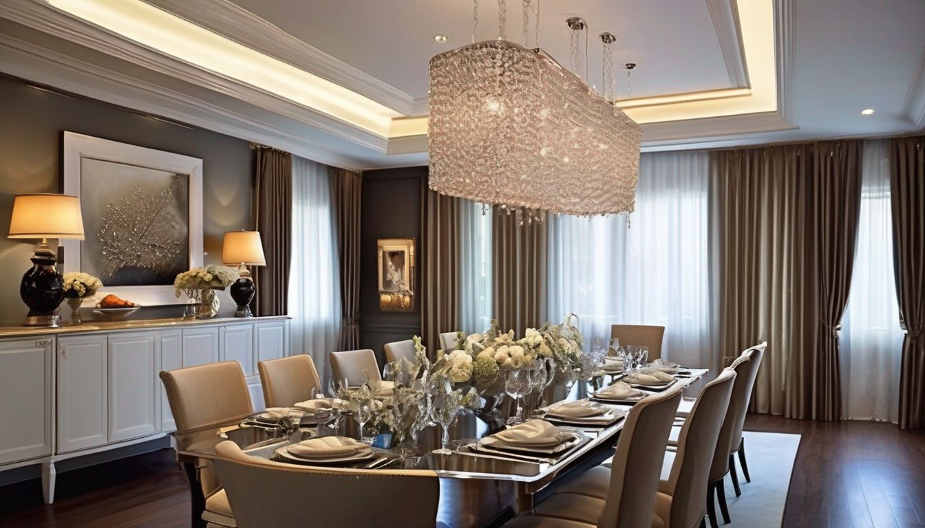 elegant dining room with creative lighting