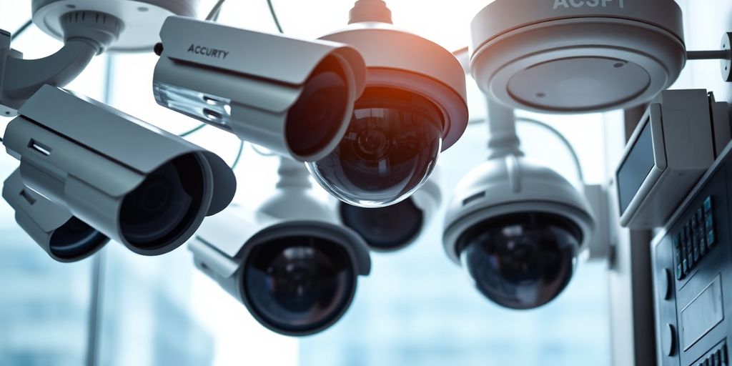 Close-up of security technology in an urban setting.
