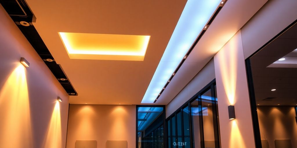 Modern interior with innovative LED wall lighting.