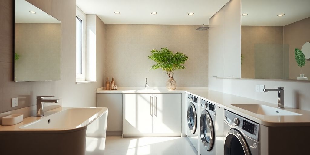 Smart bathroom and laundry layout