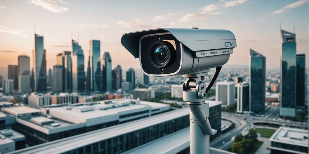 Modern CCTV camera on a building