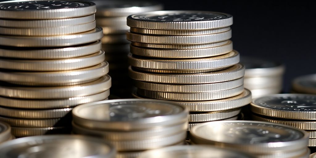 Pièces d'argent empilées