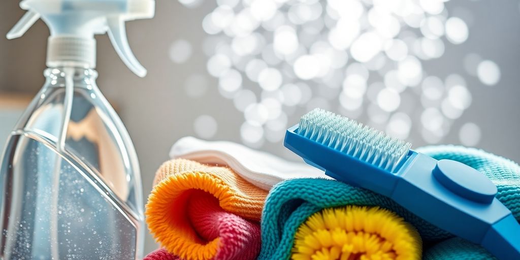 Cleaning equipment with a bright, clean background.