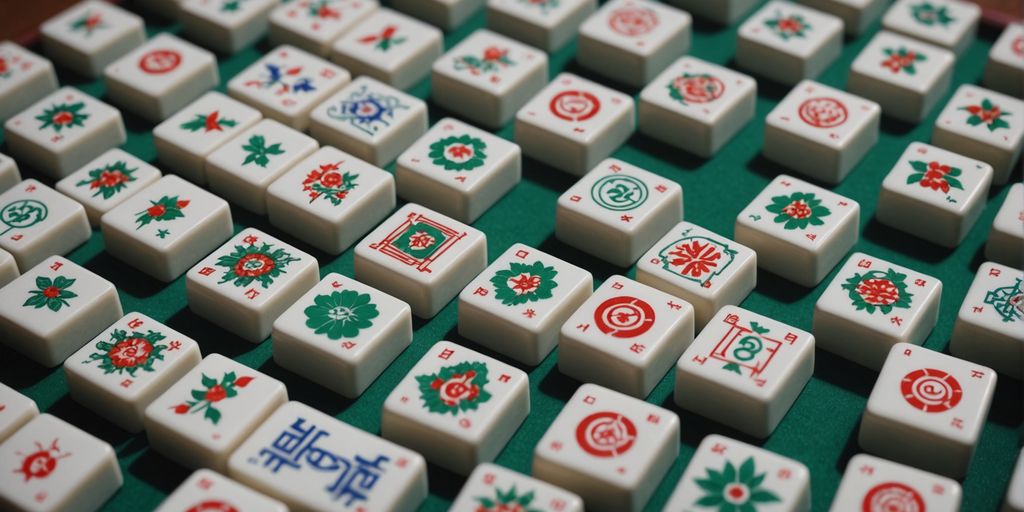 Mahjong season tiles showcasing detailed illustrations and symbols.