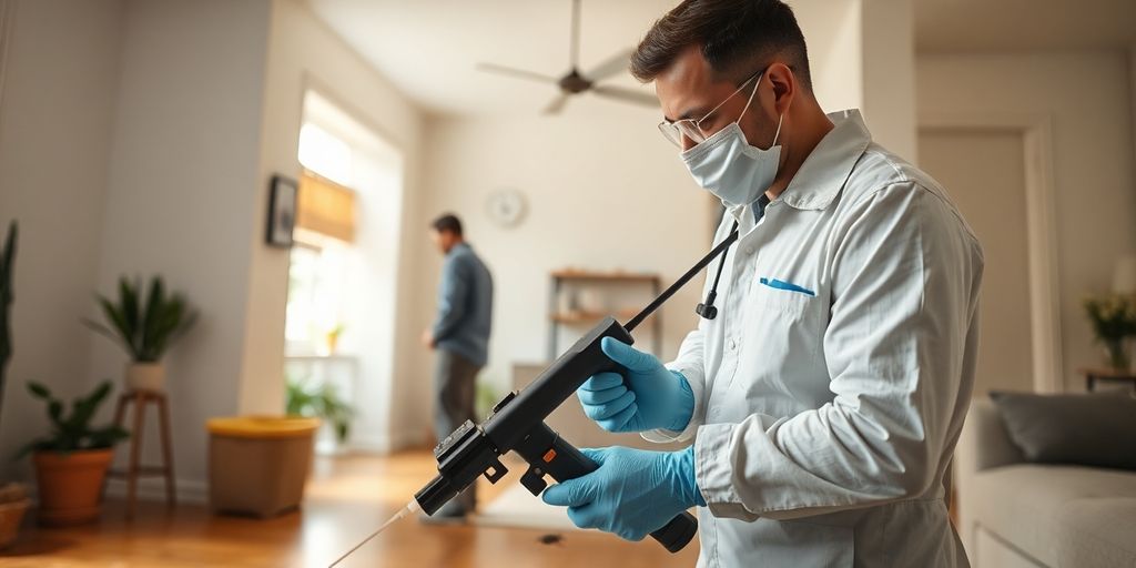 Tehnician deratizare in actiune, control soareci.