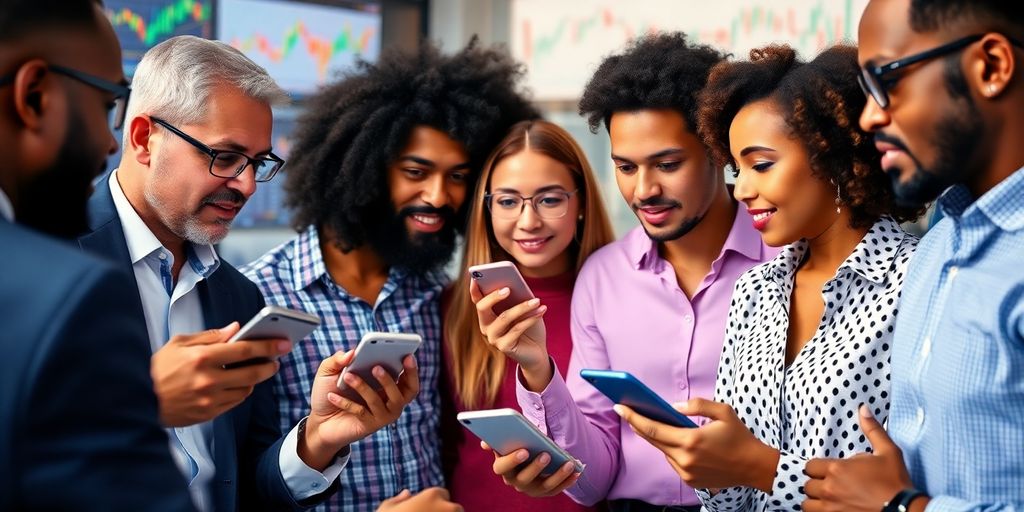 Group of people discussing Forex trading strategies in an office.