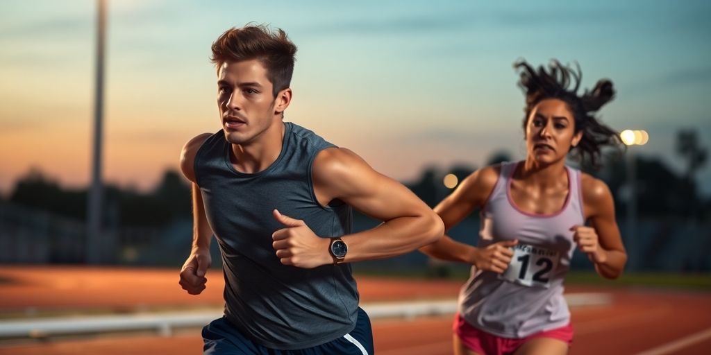 Runners pushing limits, intense focus, during race.