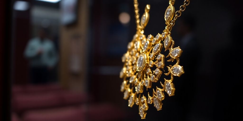 Bijoux en or dans une vente aux enchères sécurisée.