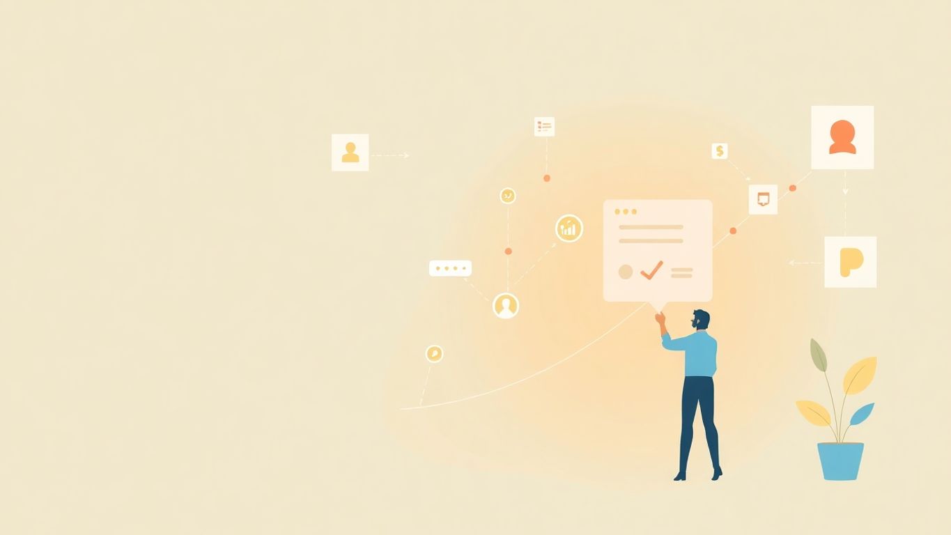 Illustrasjon av digital forretningsutvikling med teknologi.