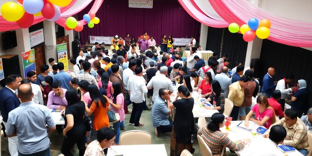 Vibrante Veranstaltung mit Teilnehmern in einer festlichen Atmosphäre.