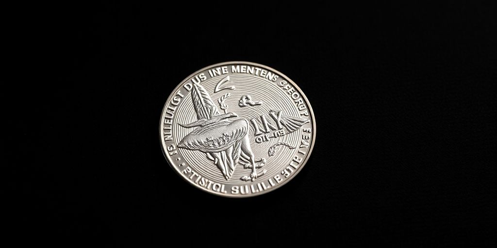 Pièce d'argent brillante sur fond sombre