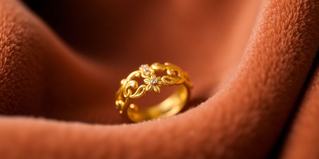 Bijoux en or sur un fond en velours.