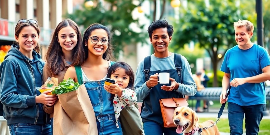 Smiling diverse teens engaged in various part-time jobs.