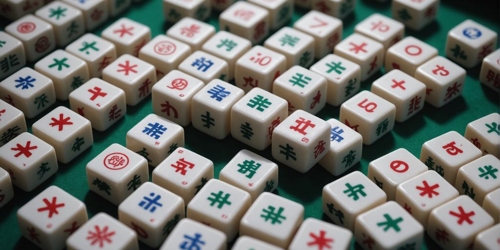 Mahjong tiles showing numbers and symbols for learning