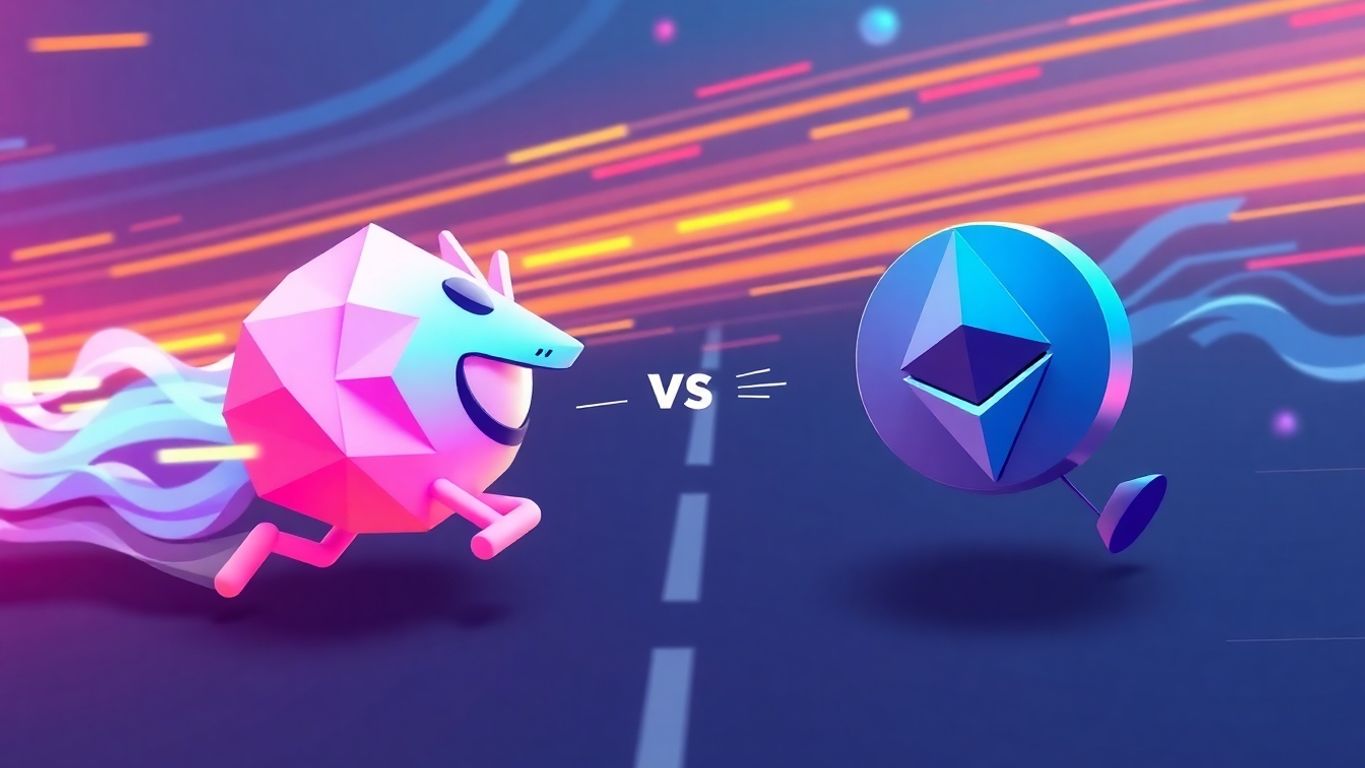 Solana and Ethereum digital assets in a speed race.