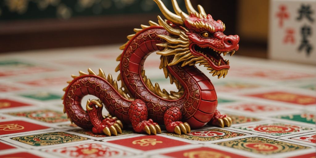 Red Dragon Mahjong tile close-up
