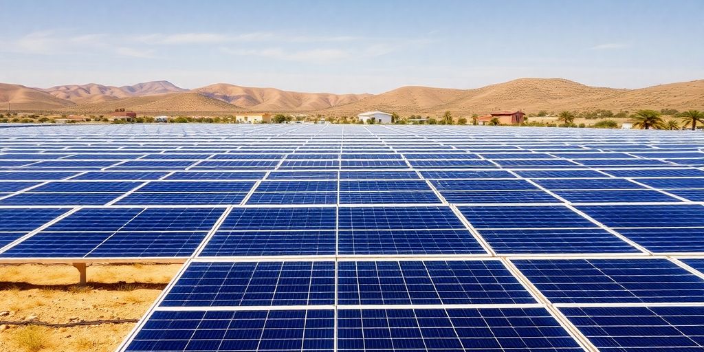Panneaux solaires sous ciel espagnol avec paysage