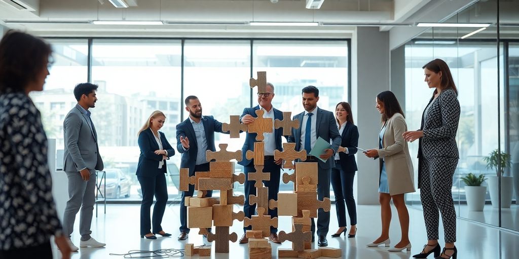 People, resources, and strategic alignment visually depicted.