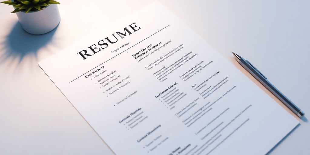 resume, bullet points, job history, desk, professional