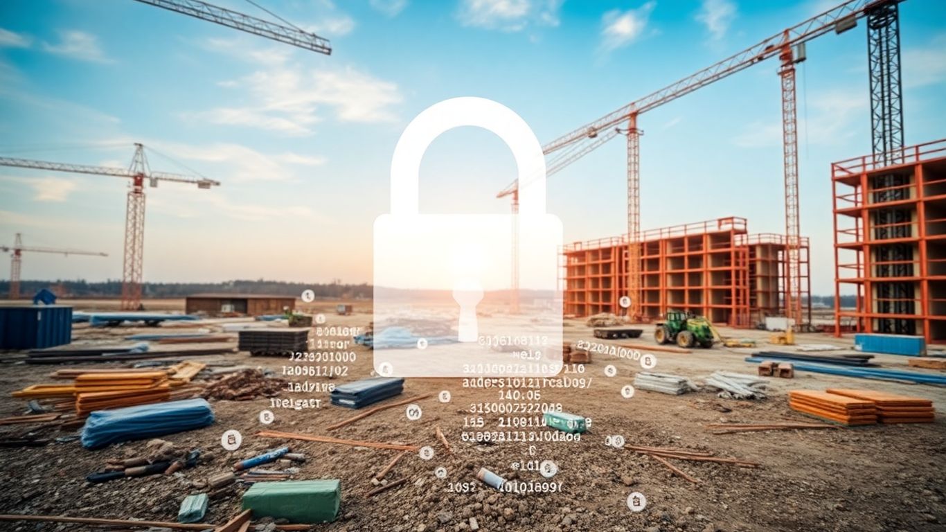 Broken digital lock over construction site.