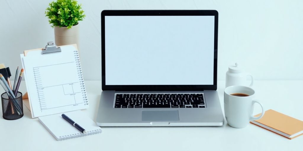 Espace de travail organisé avec outil de gestion locative.