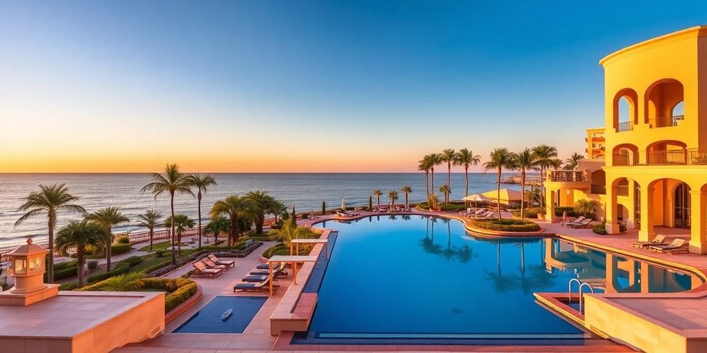 Luxurious oceanfront view of Waldorf Astoria Los Cabos.