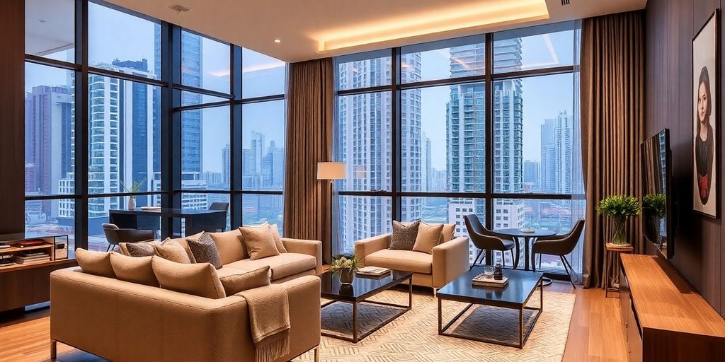 Elegant interior of Jiazhaoye Center Apartments in Shenzhen.