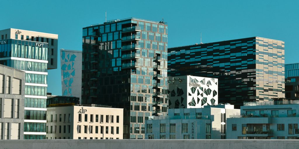 a view of a city with tall buildings