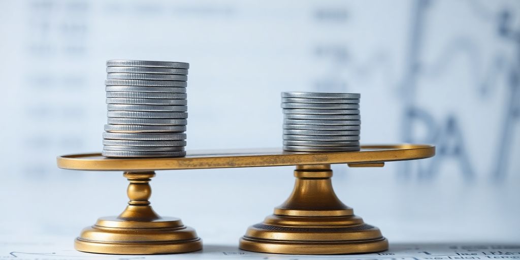 Pièces d'argent sur une balance