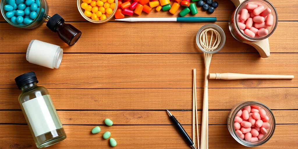 DIY candle making kit with wax, wicks, and scents.