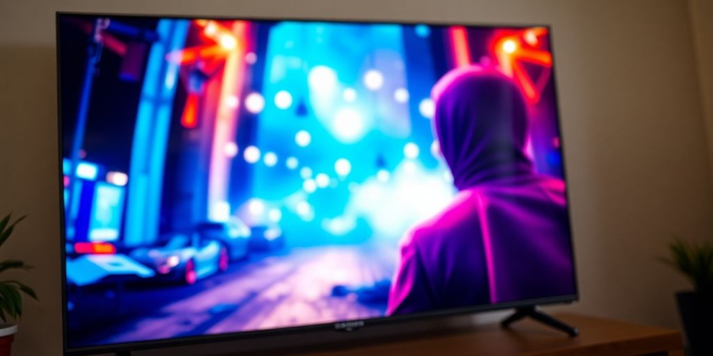شاشة تُظهر بثًا عالي الجودة لفيلم