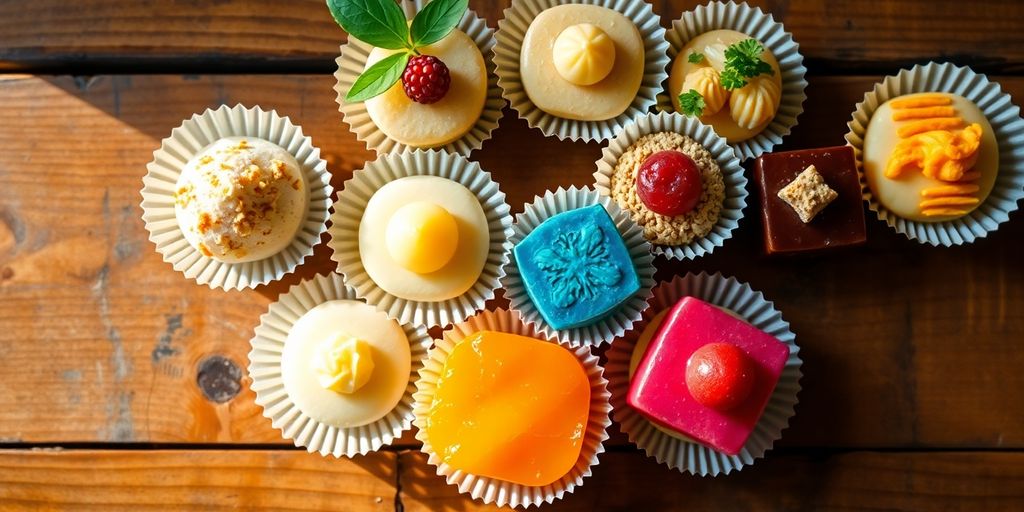 ขนมไทยหลากหลาย จัดวางสวยงาม