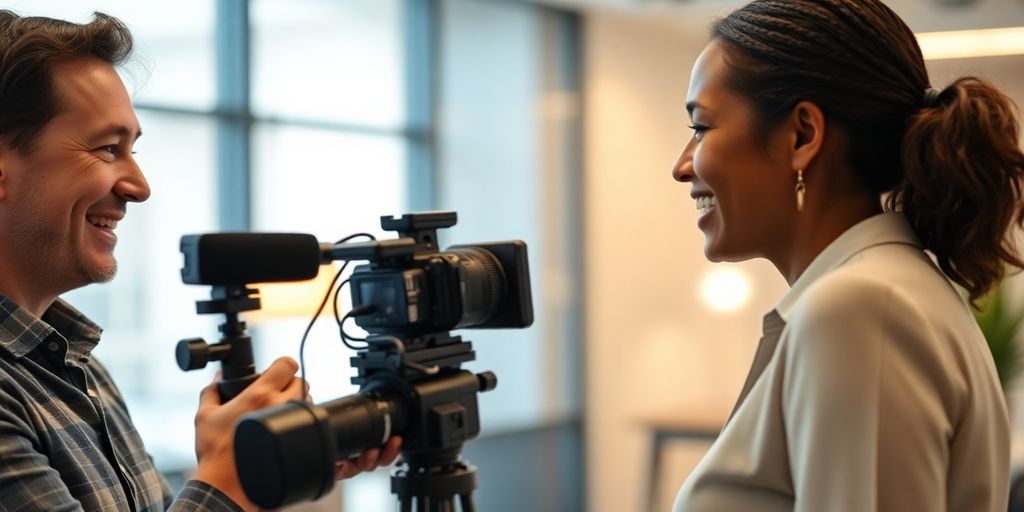 Une interview vidéo en entreprise.