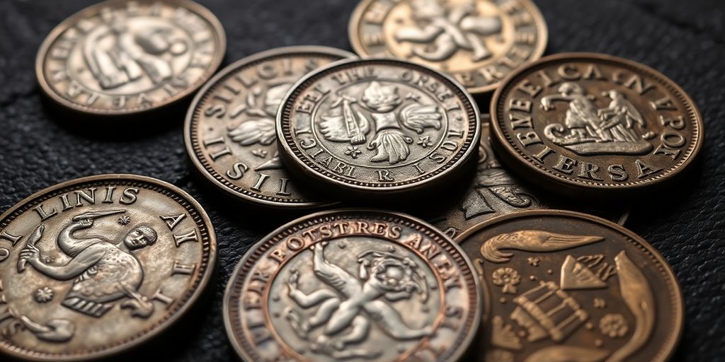 Monnaies en argent d'Océanie et d'Amérique latine
