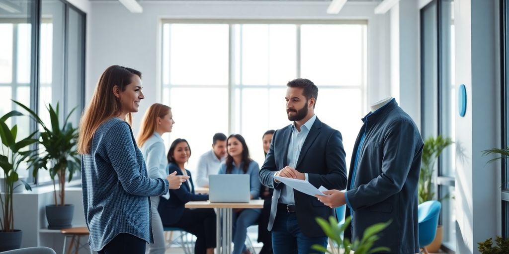 So planen Sie Ihren Personalbedarf optimal mit Zeitarbeit Menschen in einem modernen Büro, die zusammenarbeiten.