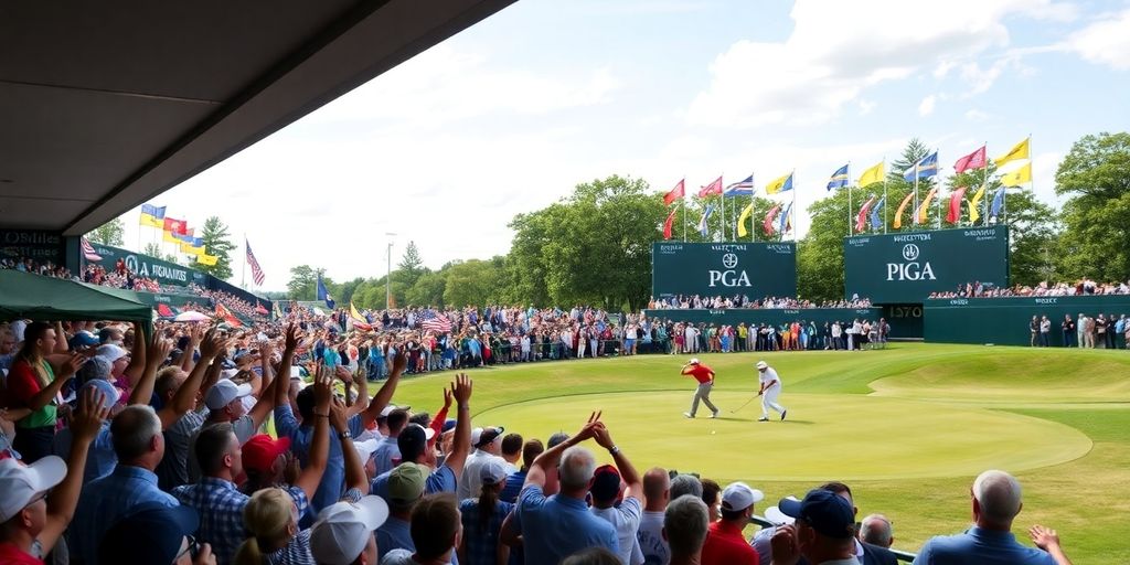 Crowd cheering at the PGA Tour Final event.