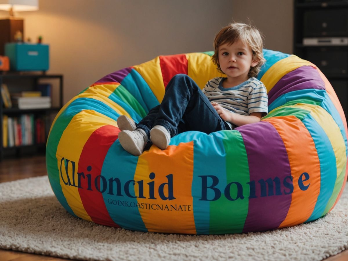 Personalized children's bean bag chair with vibrant colors