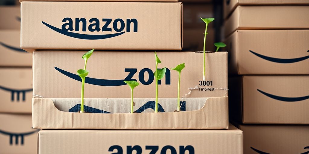 Money growing from Amazon packages.