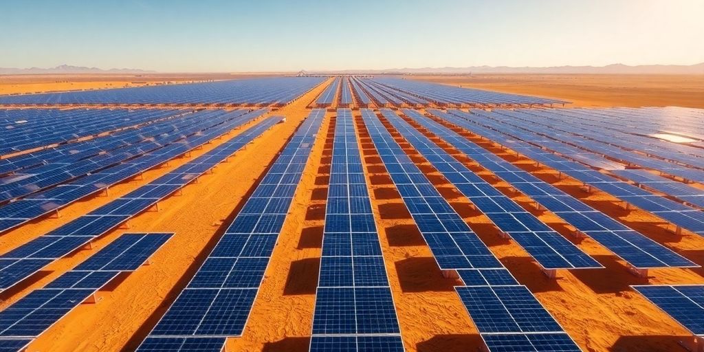 Panneaux solaires sous le ciel de Dubaï.
