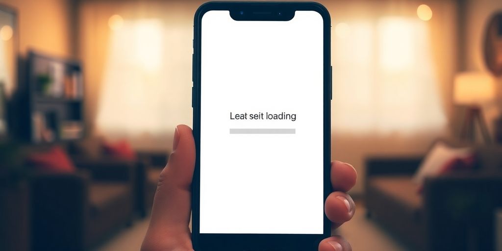 Smartphone com tela de carregamento de stories.