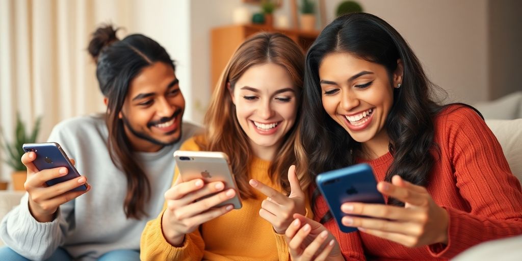 People using smartphones excitedly for earning money.