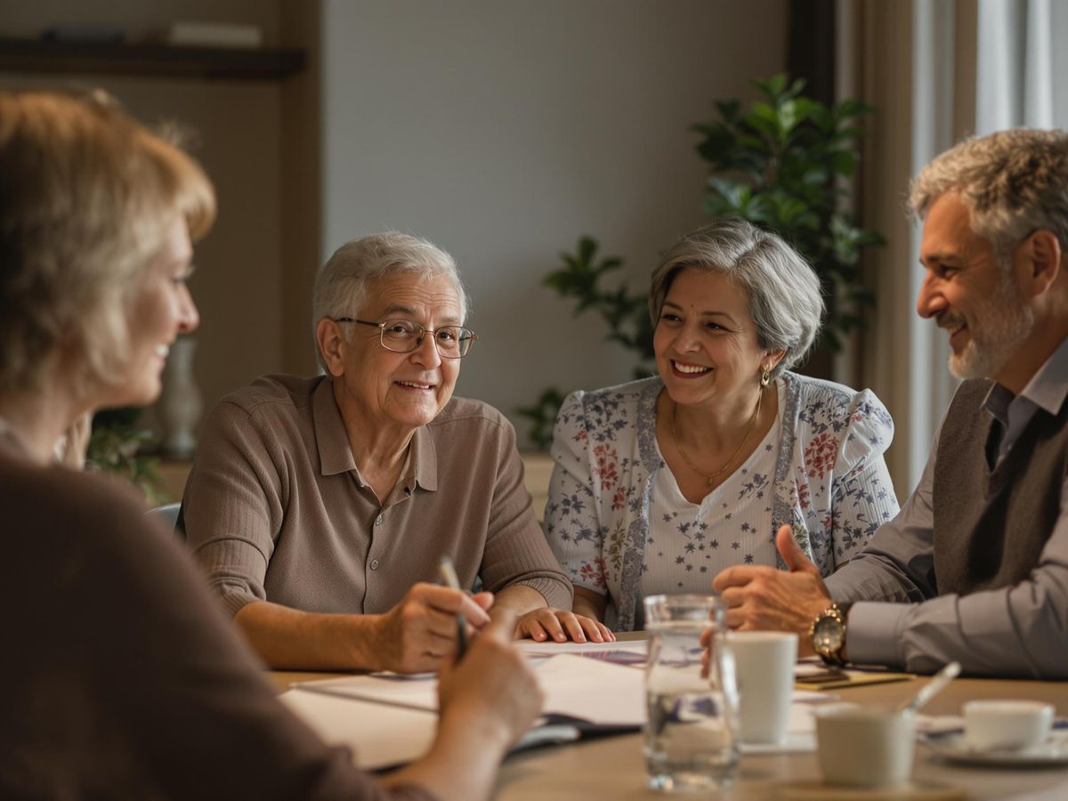 Familie discutând despre moșteniri și succesiuni.