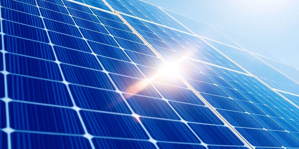 Panneaux solaires brillants sous le soleil, Photovoltaïque définition