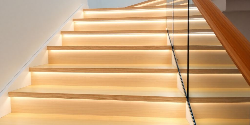 Moderne trap met verlichting en vakmanschap