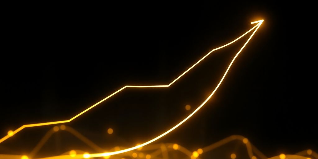 Digital currency glow, upward trend